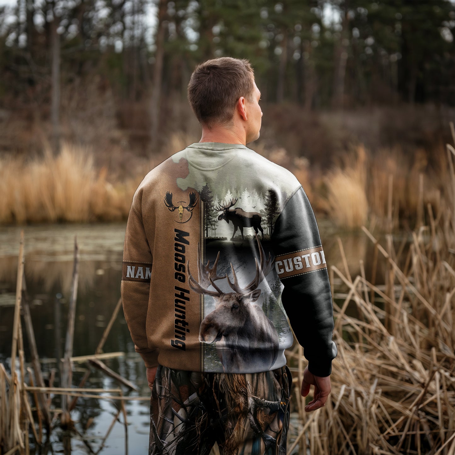 Majestic Moose Hunter Sweatshirt Personalized - The Deerly