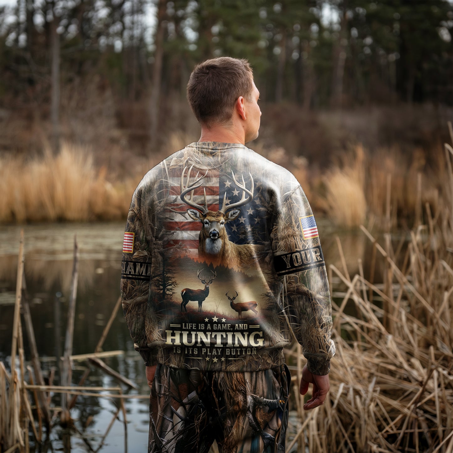 Life is a Game: Hunting Sweatshirt Personalized - The Deerly