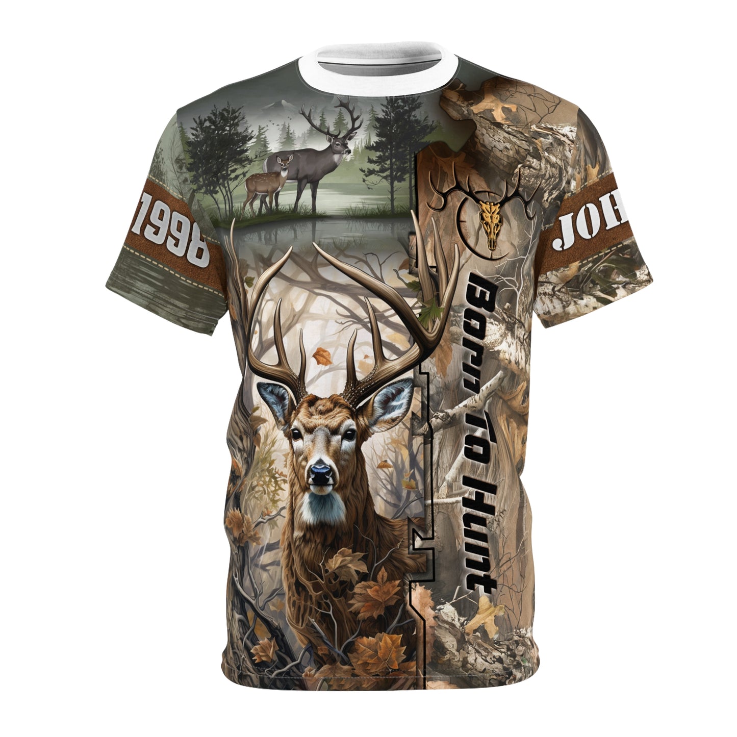 Born To Hunt Buck Personalized Unisex Cut & Sew Tee