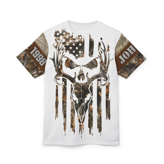 Skull Buck Flag Personalized Unisex Cut & Sew Tee