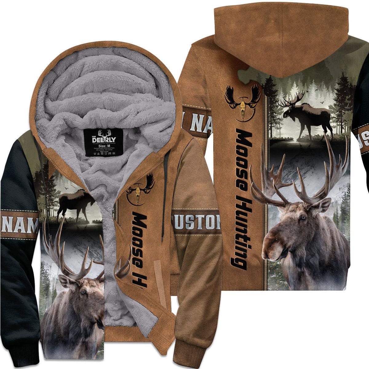 Majestic Moose Hunter Zip Hoodie Personalized - The Deerly