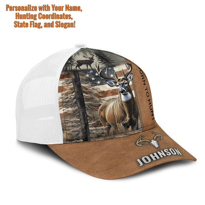 Personalized Deer Hunting American Flag Mesh Trucker Cap - The Deerly