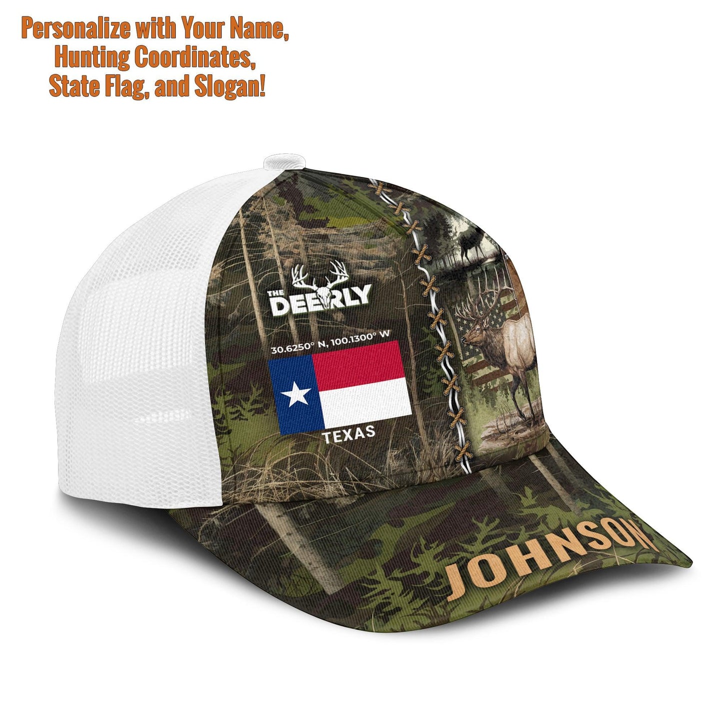 Personalized Elk Hunting American Flag Mesh Trucker Cap - The Deerly