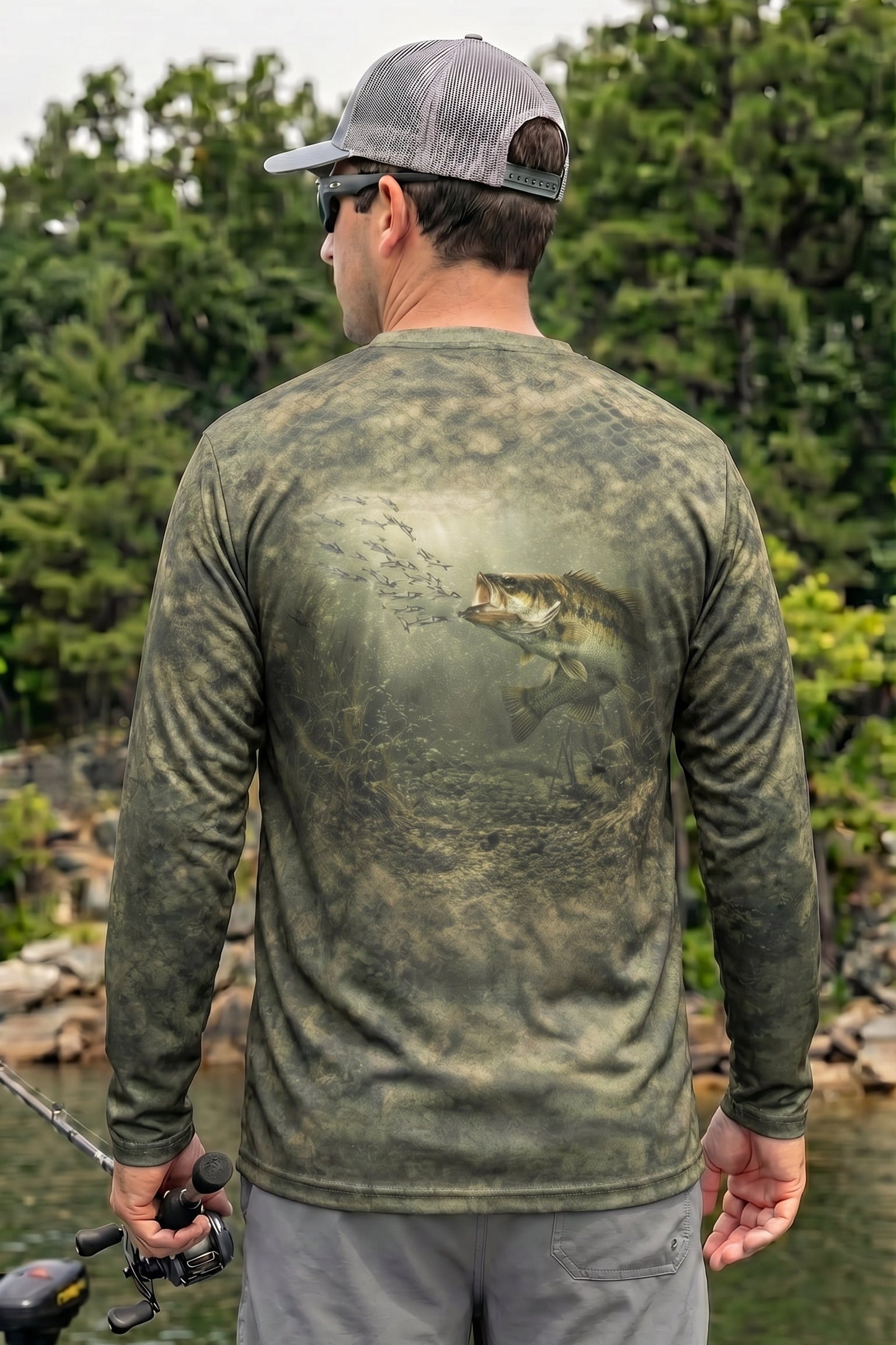Performance Fishing Long Sleeve - Timber Bass Strike - TBT41