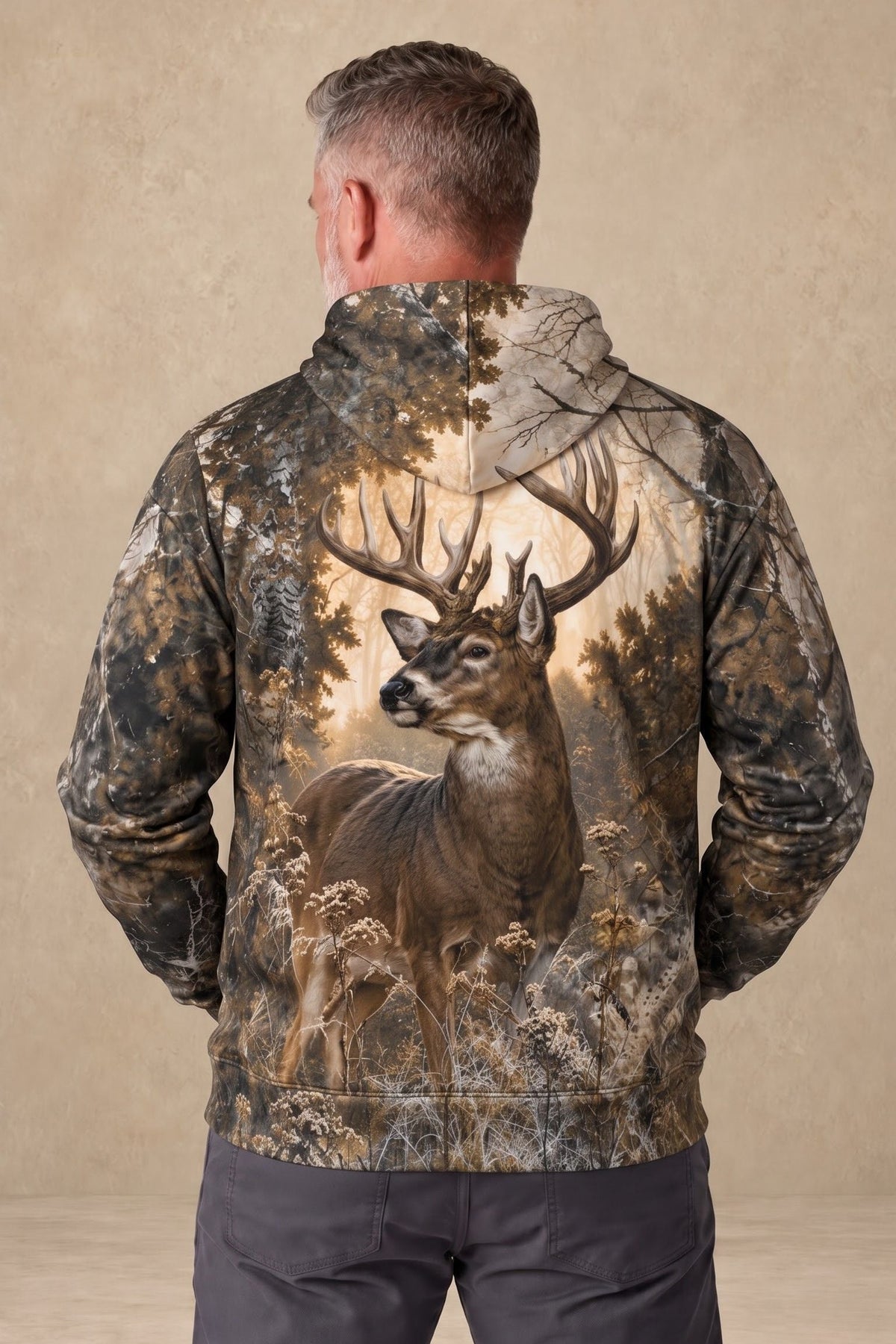 Performance Fleece-Lined Hoodie - Frost Timber Whitetail Sentinel