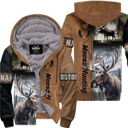 Moose Hunting Wilderness Zip Hoodie Personalized - The Deerly