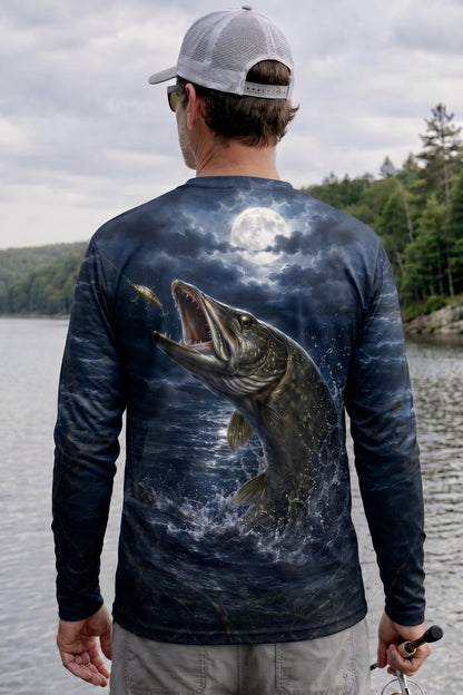 Performance Fishing Long Sleeve - Moonlit Midnight Pike - TBT130