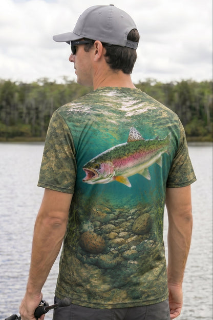 Pro Fishing Short Sleeve - Sunlit Creek Rainbow  - AOF22