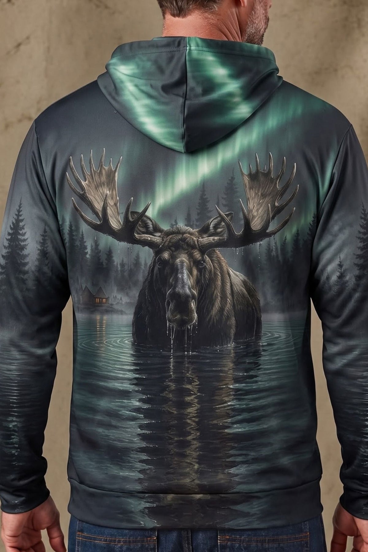 Performance Fleece-Lined Hoodie – Aurora Lake Moose Sovereign