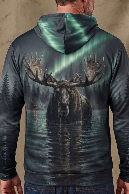 Performance Fleece-Lined Hoodie – Aurora Lake Moose Sovereign