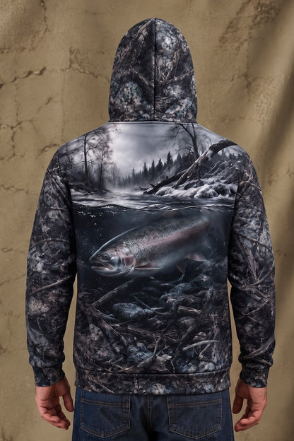 Performance Fleece-Lined Hoodie - River Steelhead Timber