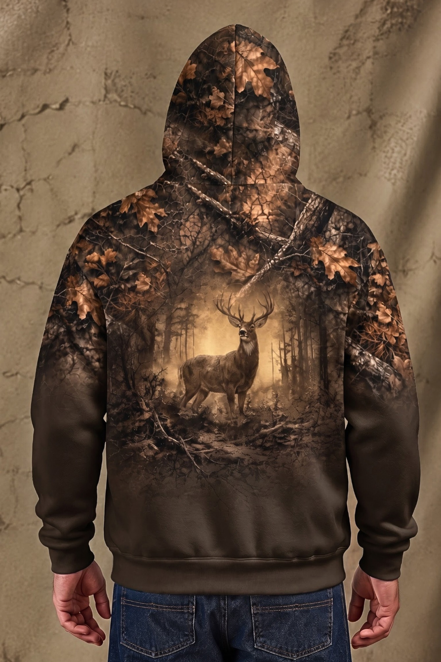 Performance Hunting Fleece-Lined Hoodie - Autumn Forest Stag – DK7M