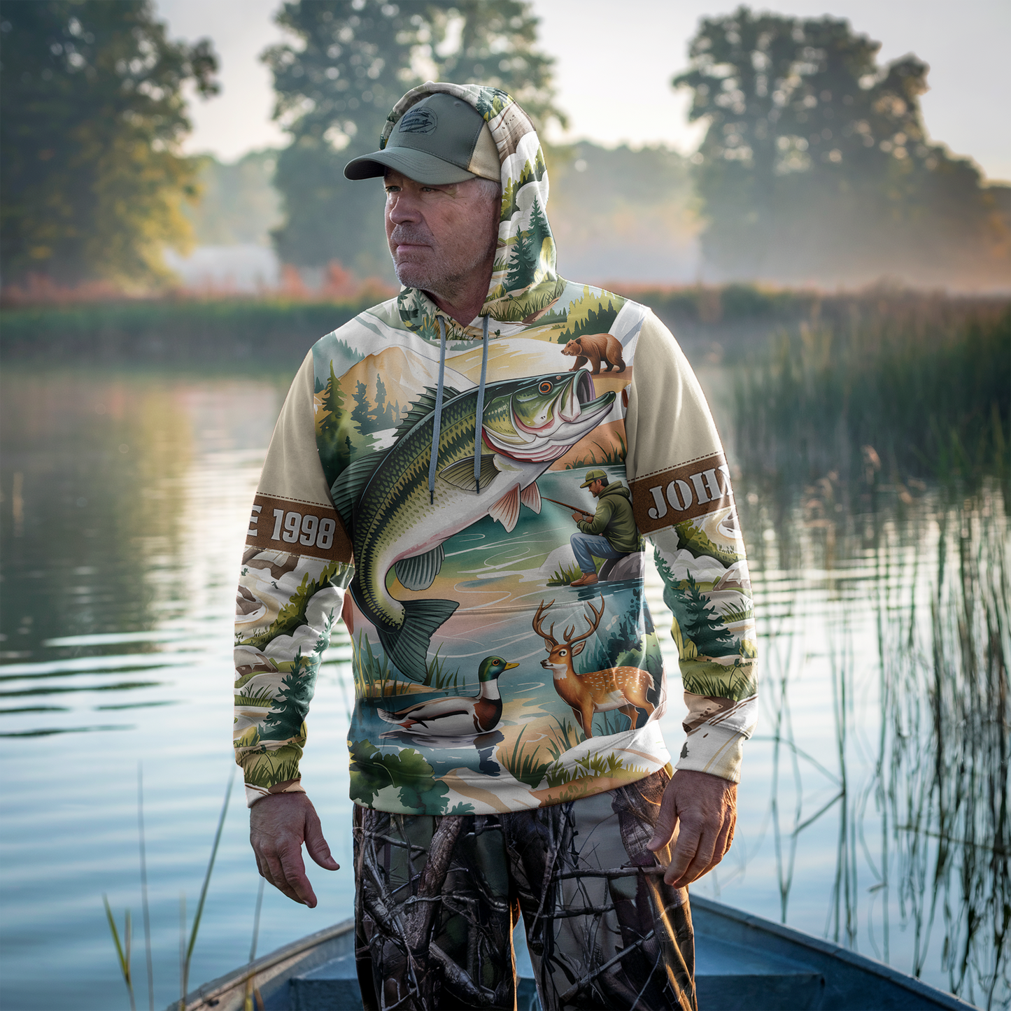 Mountain Lake Bass & Wildlife Personalized Hoodie
