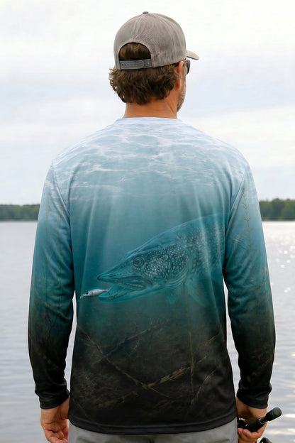 Performance Fishing Long Sleeve - Aqua Glacier Pike - TBT126
