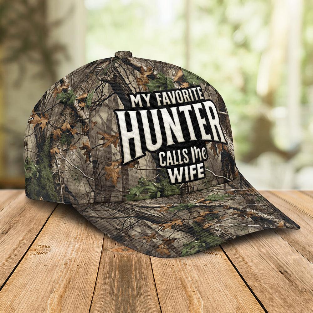 Premium Camo Hat - My Favorite Hunter Calls Me Wife - The Deerly