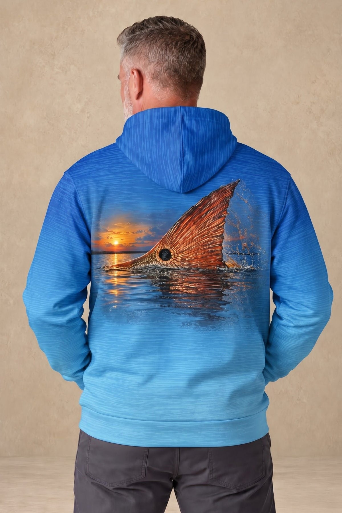 Performance Fleece-Lined Hoodie - Sunset Redfish Tailing