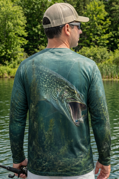 Performance Fishing Long Sleeve -  Blue Strike Pike - AOF35