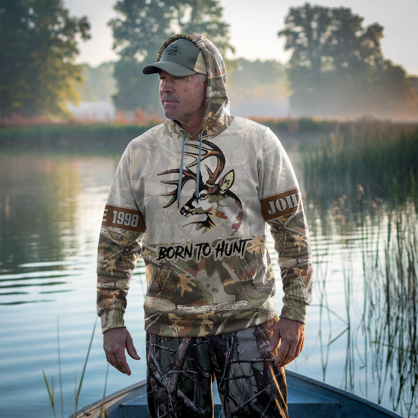 Buck Hunter Camo Personalized Hoodie