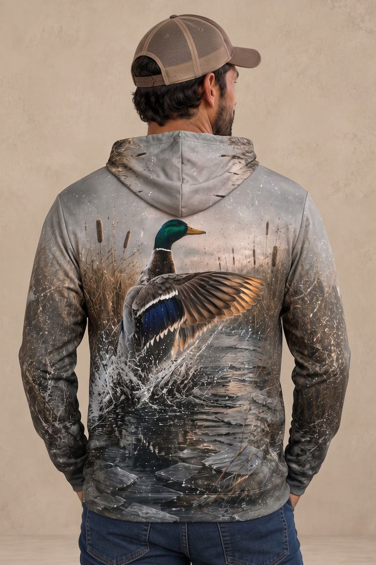 Performance Fleece-Lined Hoodie - Icy Marsh Mallard Splash - ULS476K
