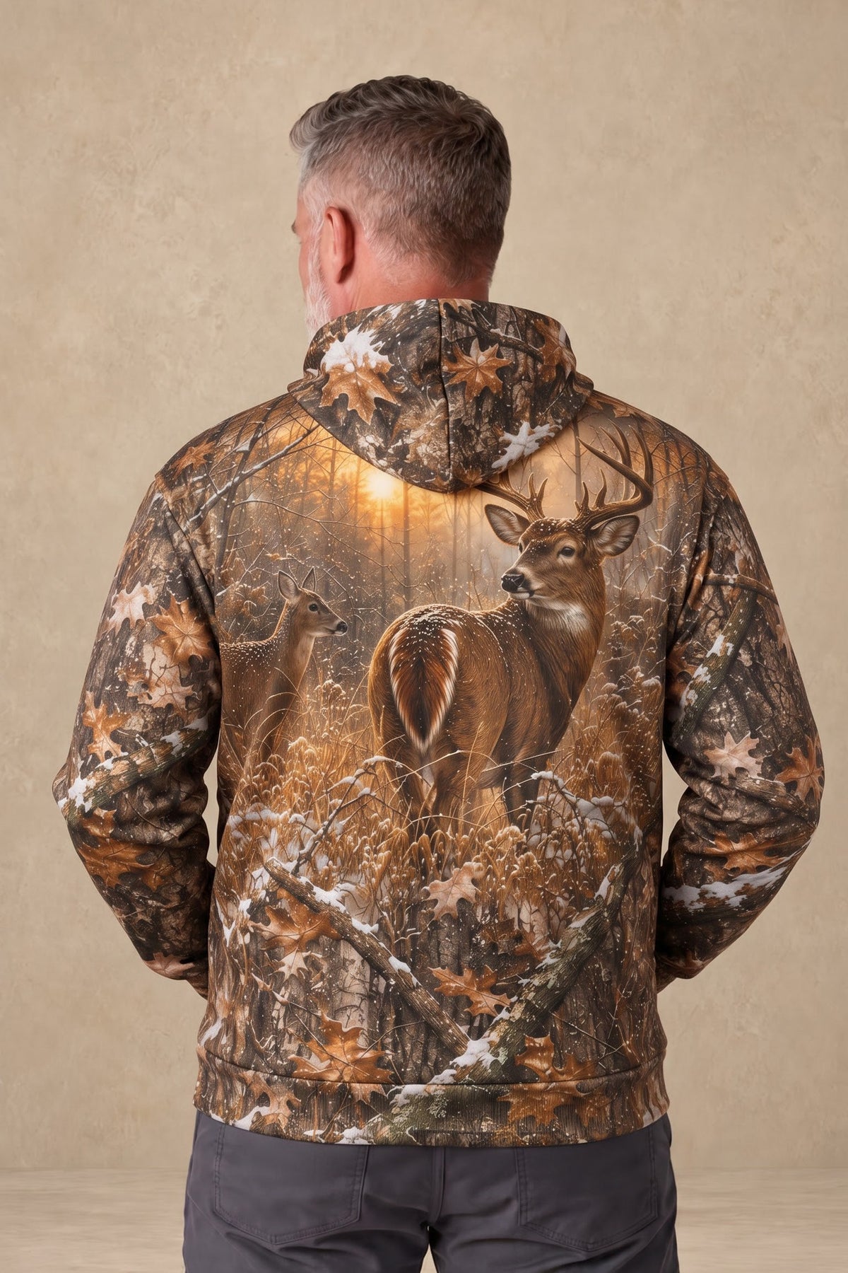Performance Fleece-Lined Hoodie – Golden Sunrise Whitetail