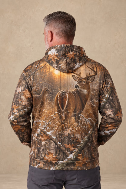 Performance Fleece-Lined Hoodie – Golden Sunrise Whitetail