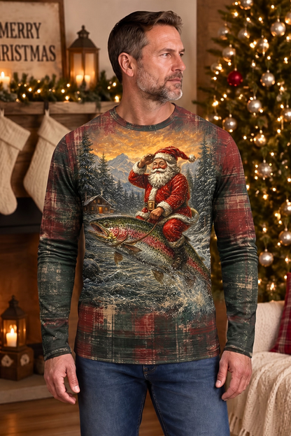 Performance Fishing Long Sleeve - Christmas Trout Yuletide - TBT346