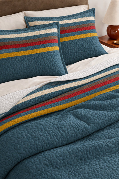 Teal Forest Whitetail Deer Quilt Set