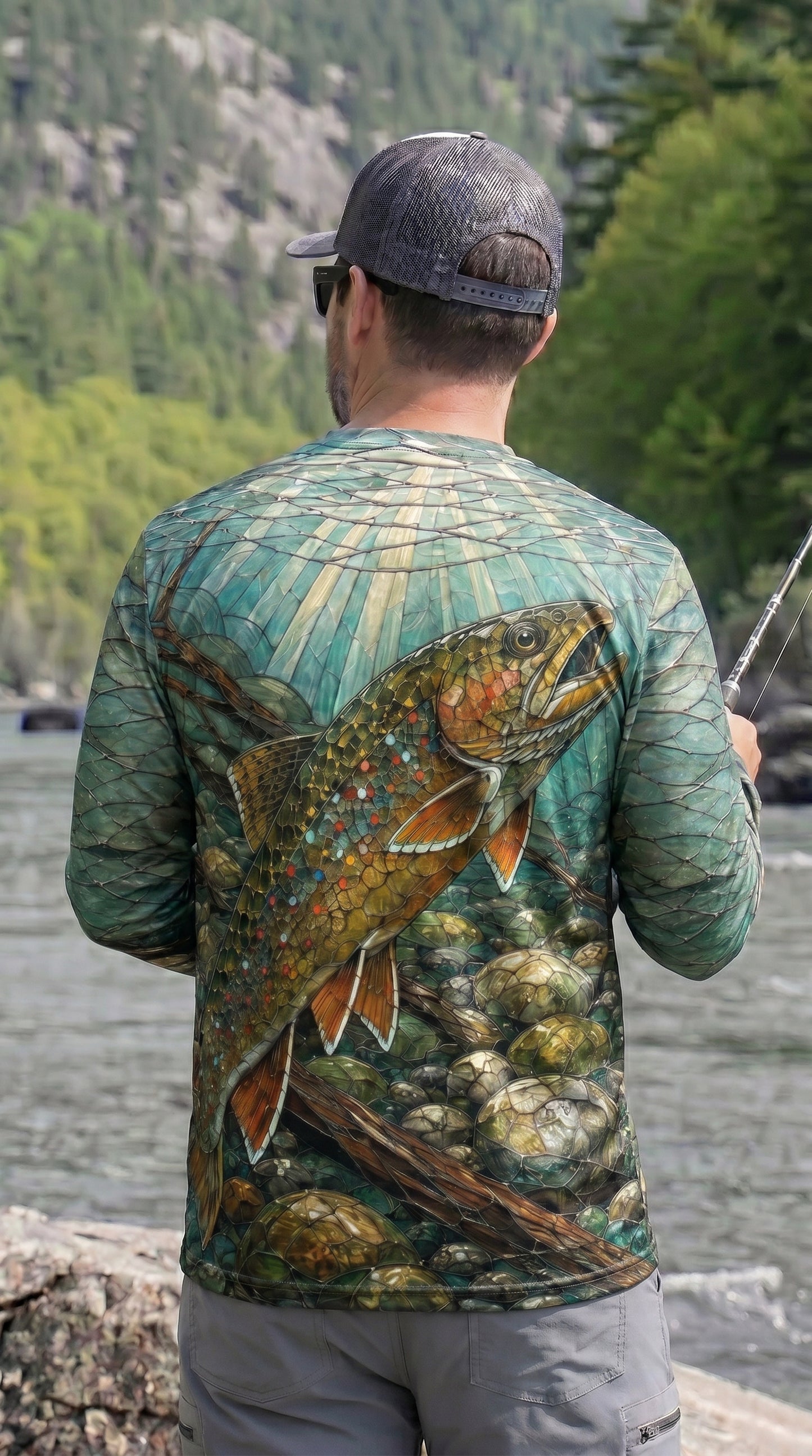 Performance Fishing Long Sleeve - Folk Brook Trout Pattern - RT18