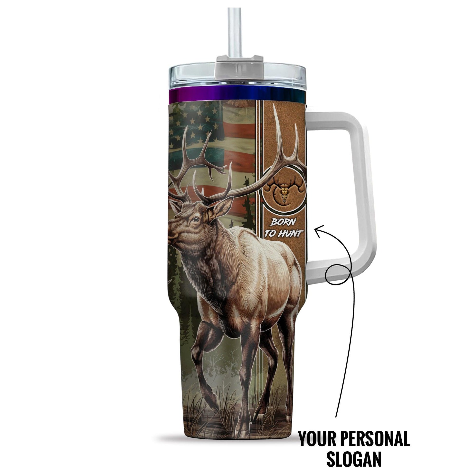 Personalized Elk Hunting Tumbler - Born to Hunt Edition (40oz) - The Deerly