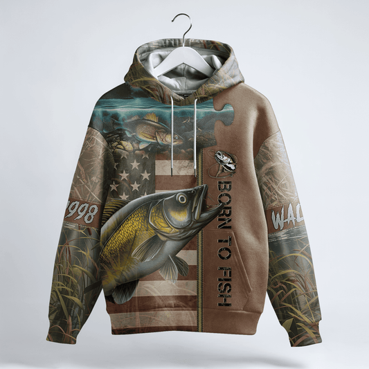Walleye American Patriot Personalized Hoodie