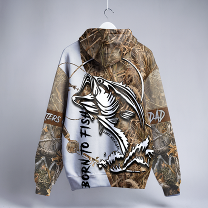 Born To Fish Personalized Bass Zip Hoodie