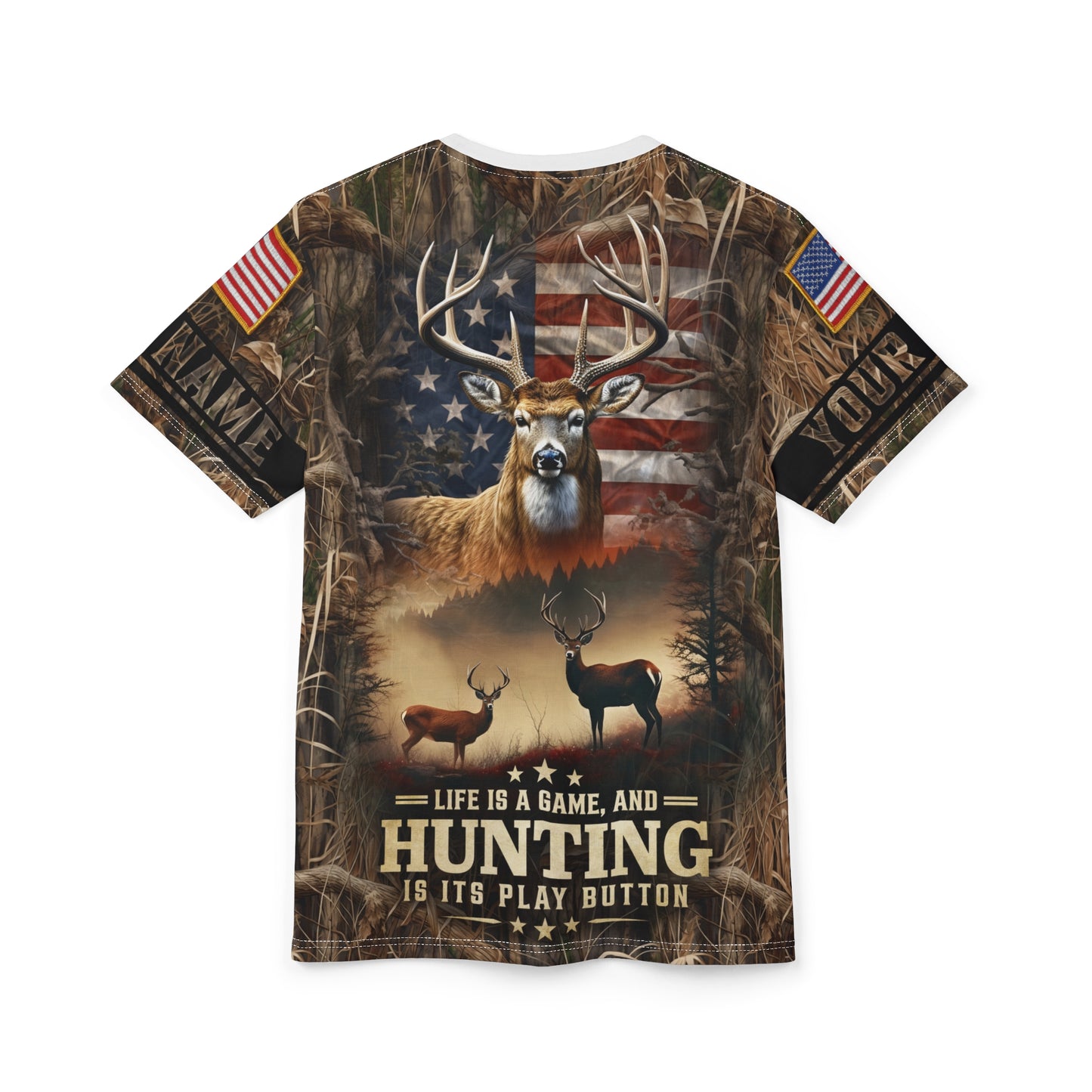 Life Is A Game Hunting Personalized Unisex Cut & Sew Tee