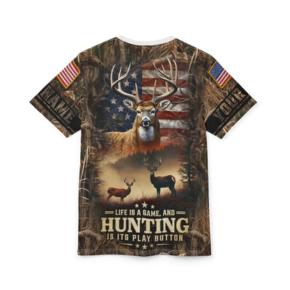 Life Is A Game Hunting Personalized Unisex Cut & Sew Tee
