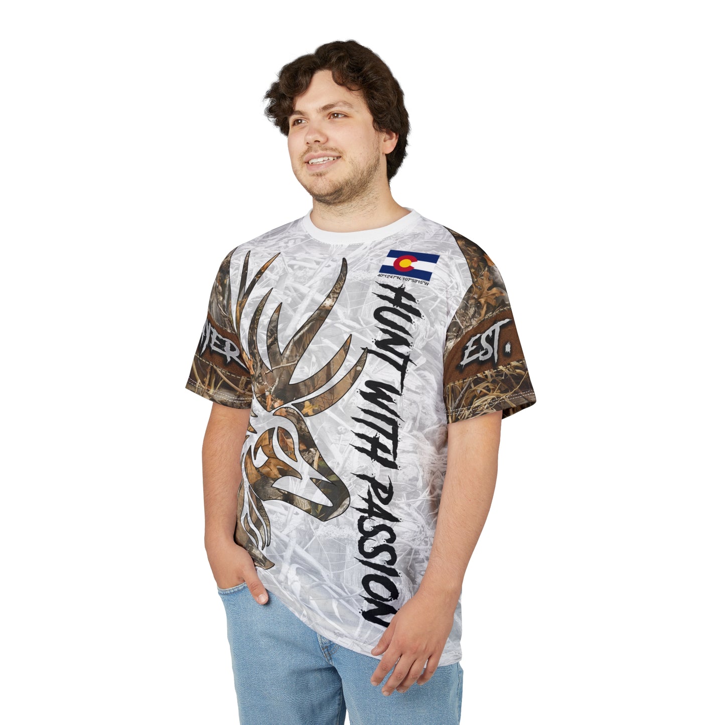 State Pride Buck Hunter Personalized Unisex Cut & Sew Tee