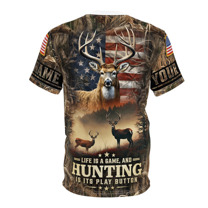 Life Is A Game Hunting Personalized Unisex Cut & Sew Tee
