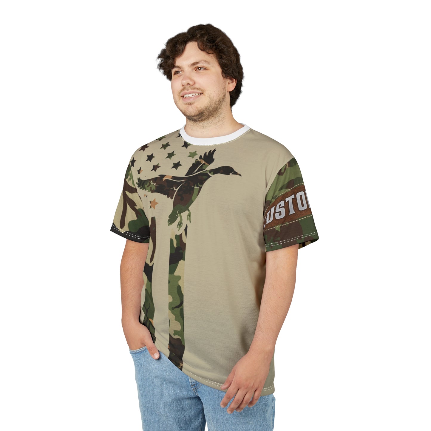Camo Duck Flag Personalized Unisex Cut & Sew Tee