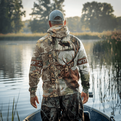Trophy Elk Hunter Personalized Zip Hoodie