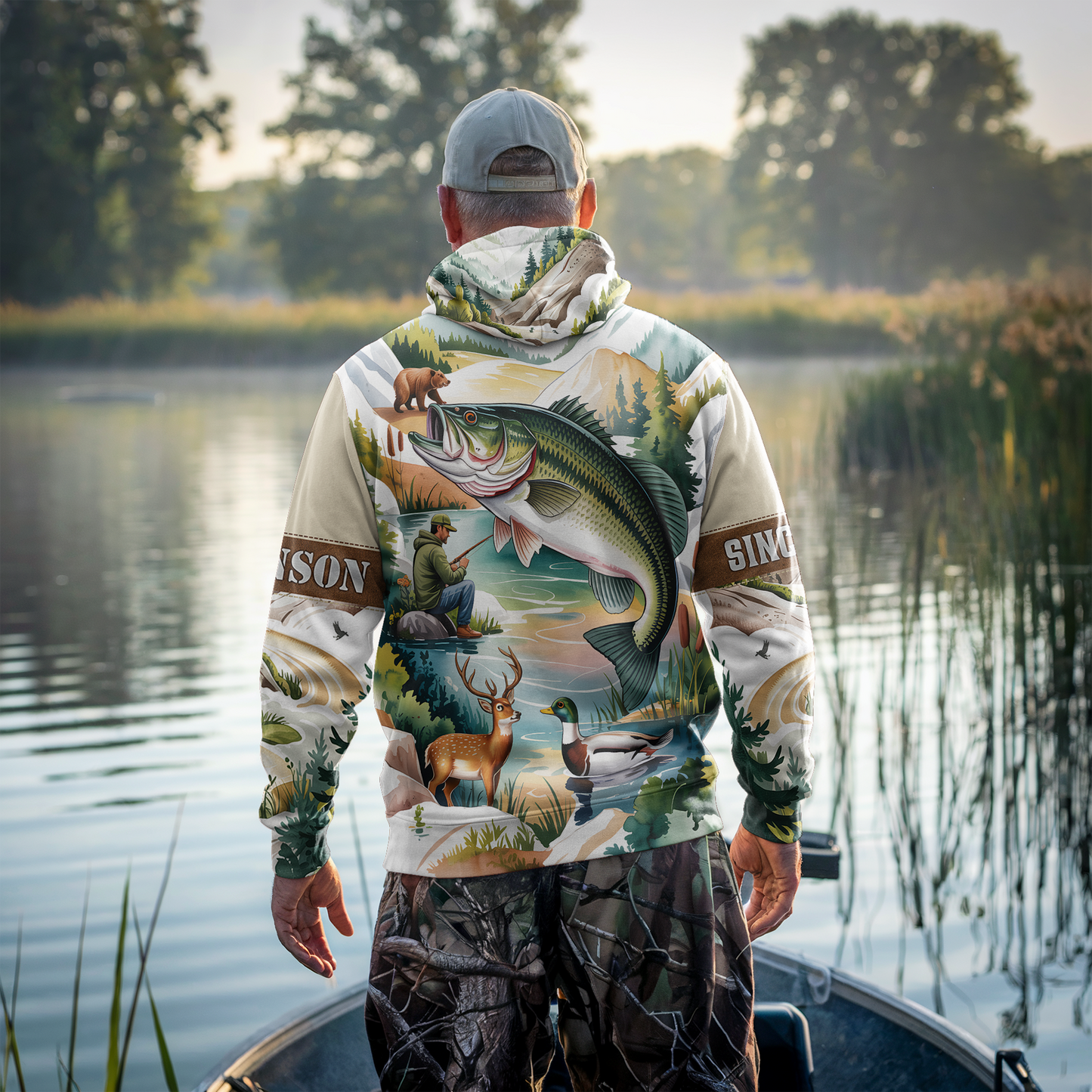 Mountain Lake Bass & Wildlife Personalized Hoodie