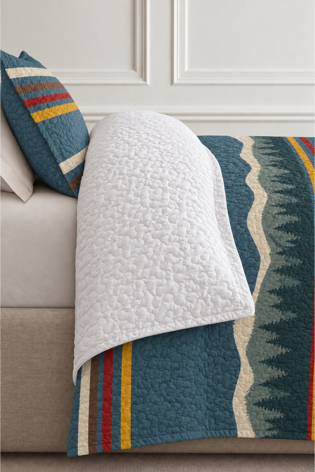 Teal Forest Whitetail Deer Quilt Set