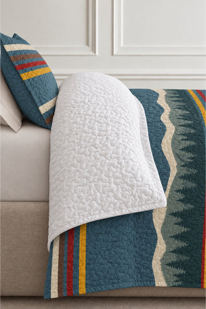 Teal Forest Whitetail Deer Quilt Set