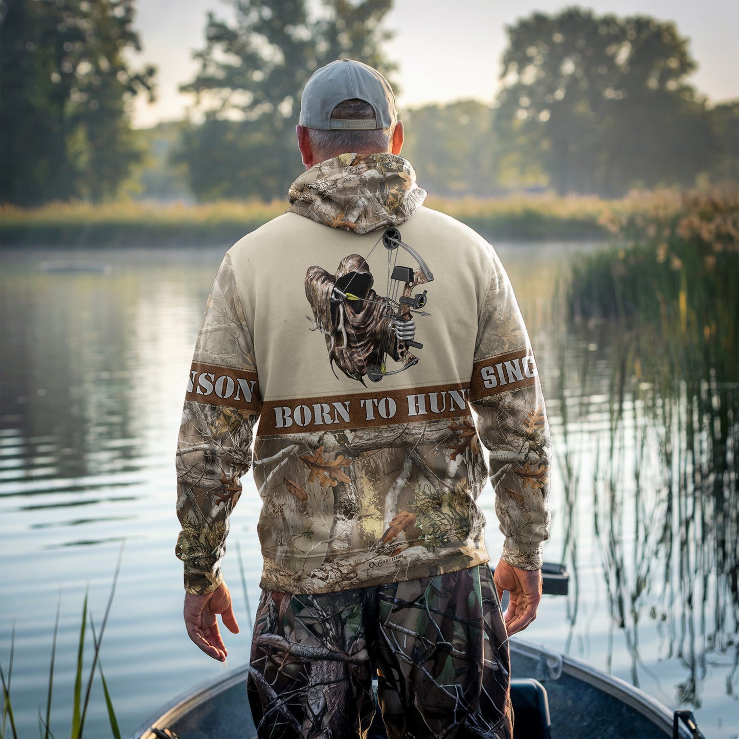 Born to Hunt Personalized Hoodie | Skull Deer & Grim Reaper for Bow Hunters