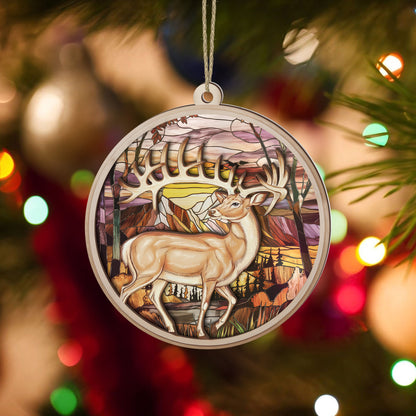 Majestic Deer Stained Glass Suncatcher Ornament