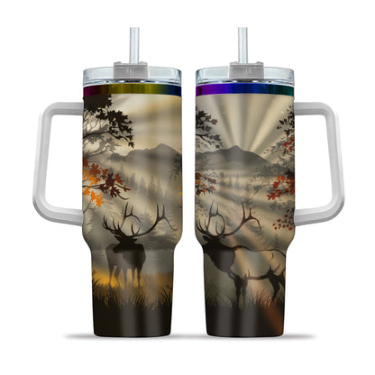 Majestic Elk Sunrise Tumbler – Embrace the Wilderness