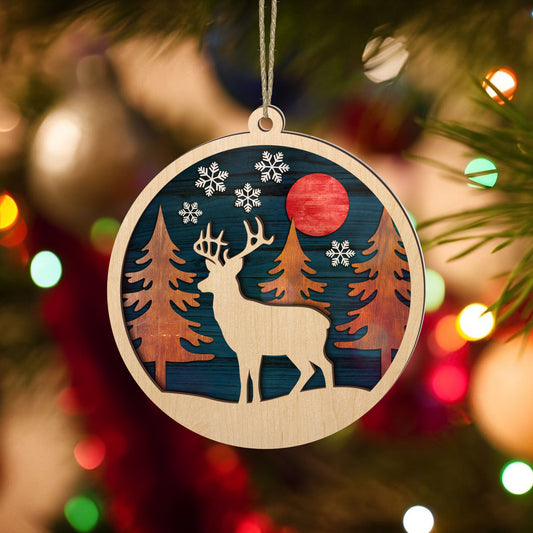 Majestic Deer Woodland Christmas Ornament