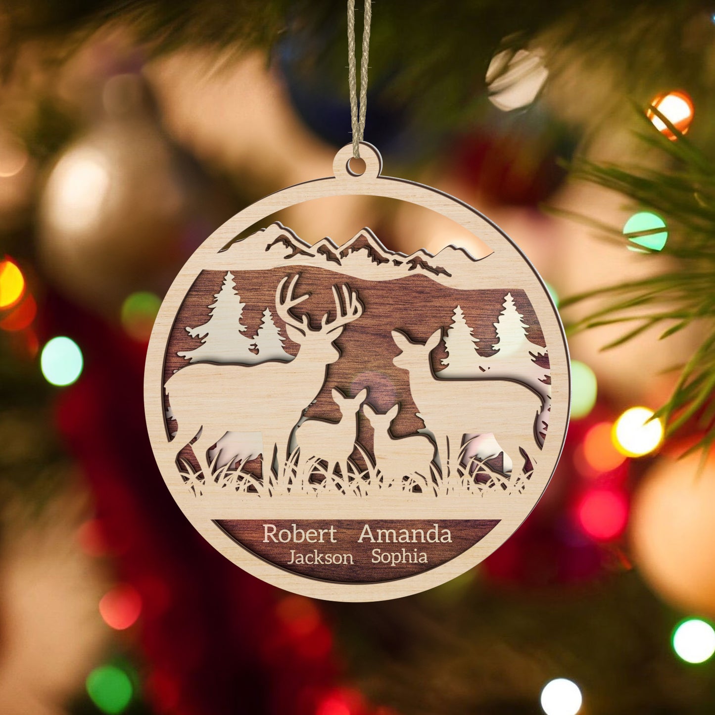 Custom Deer Family Ornament - Gift for Hunting Families - The Deerly