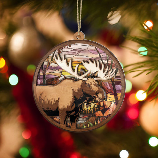 Moose Majesty Suncatcher Ornament – Stained Glass Wildlife Charm