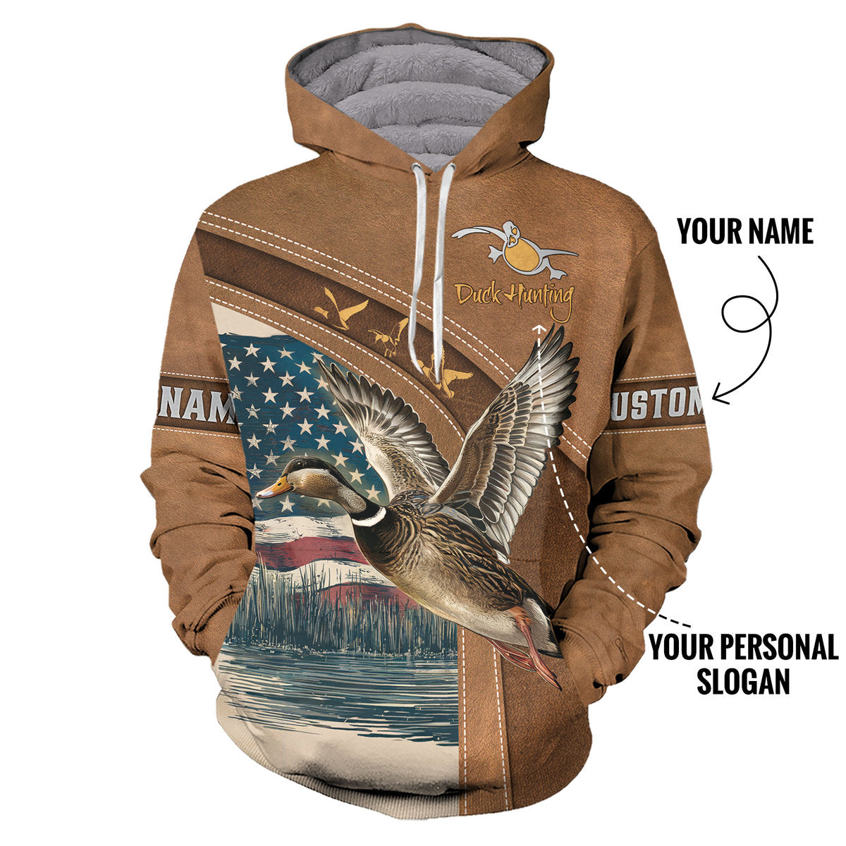 Patriotic Duck Hunting Hoodie Personalized - The Deerly