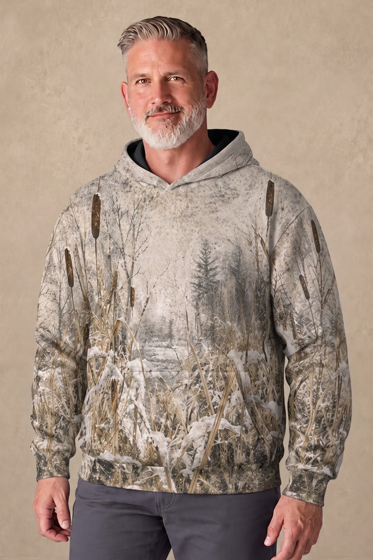 Performance Fleece-Lined Hoodie - Snowy Marsh Pheasant Flight