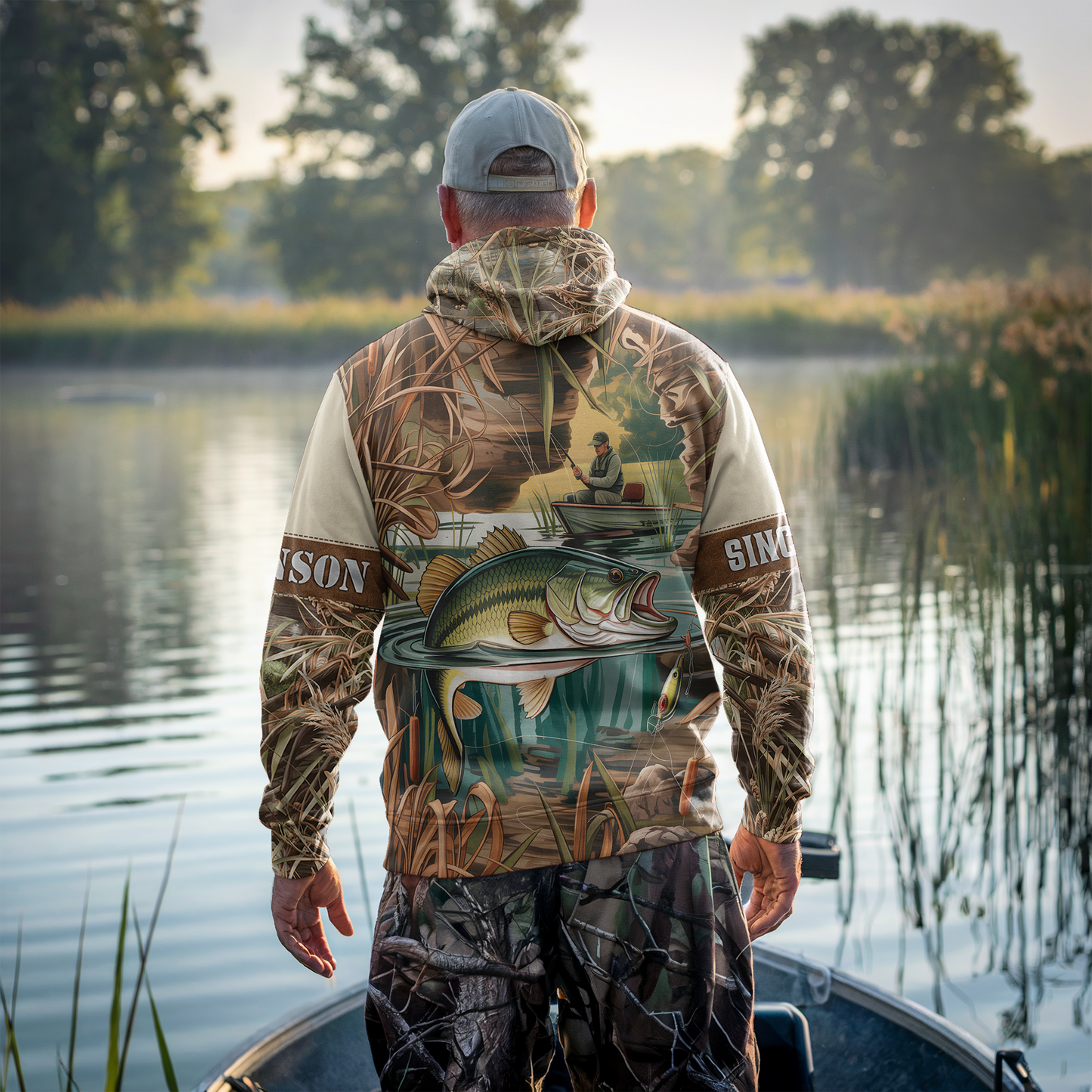 Vintage Bass Fishing Personalized Hoodie