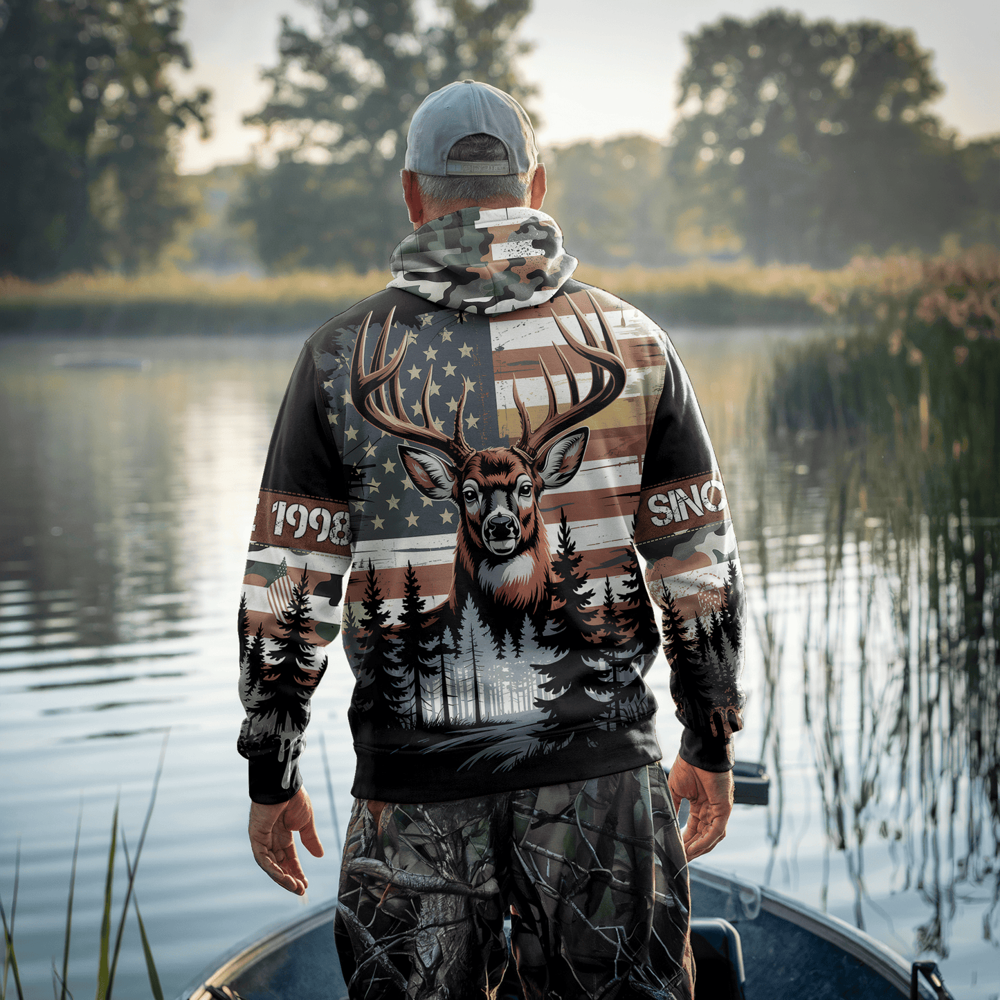 American Whitetail Patriot Personalized Zip Hoodie